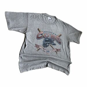 Vintage 90s Chicago Cubs Grey Faded Graphic Tee